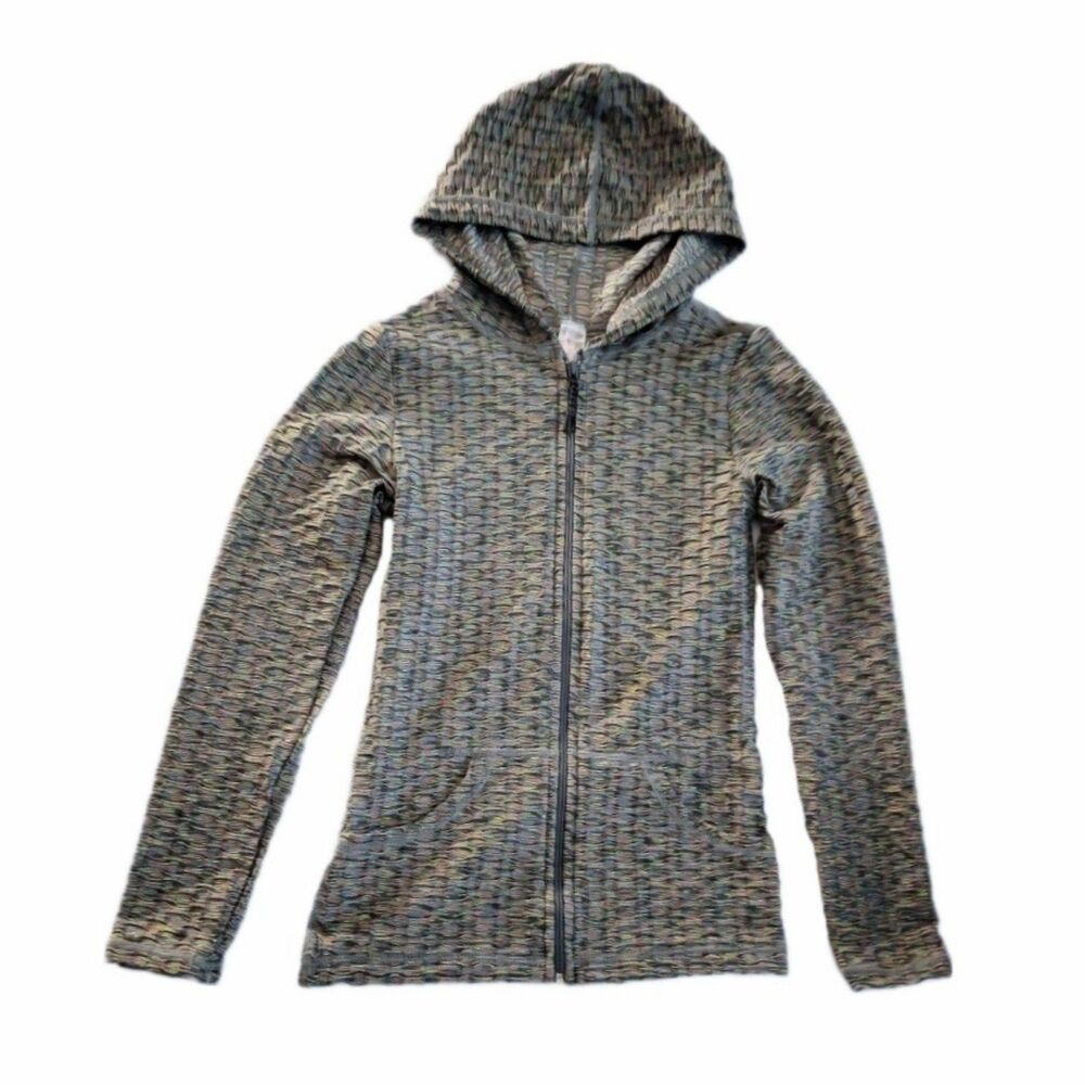 Athletic Abstract Diamond Pattern Pastel Zip Up Hoodie sz L Juniors Womens